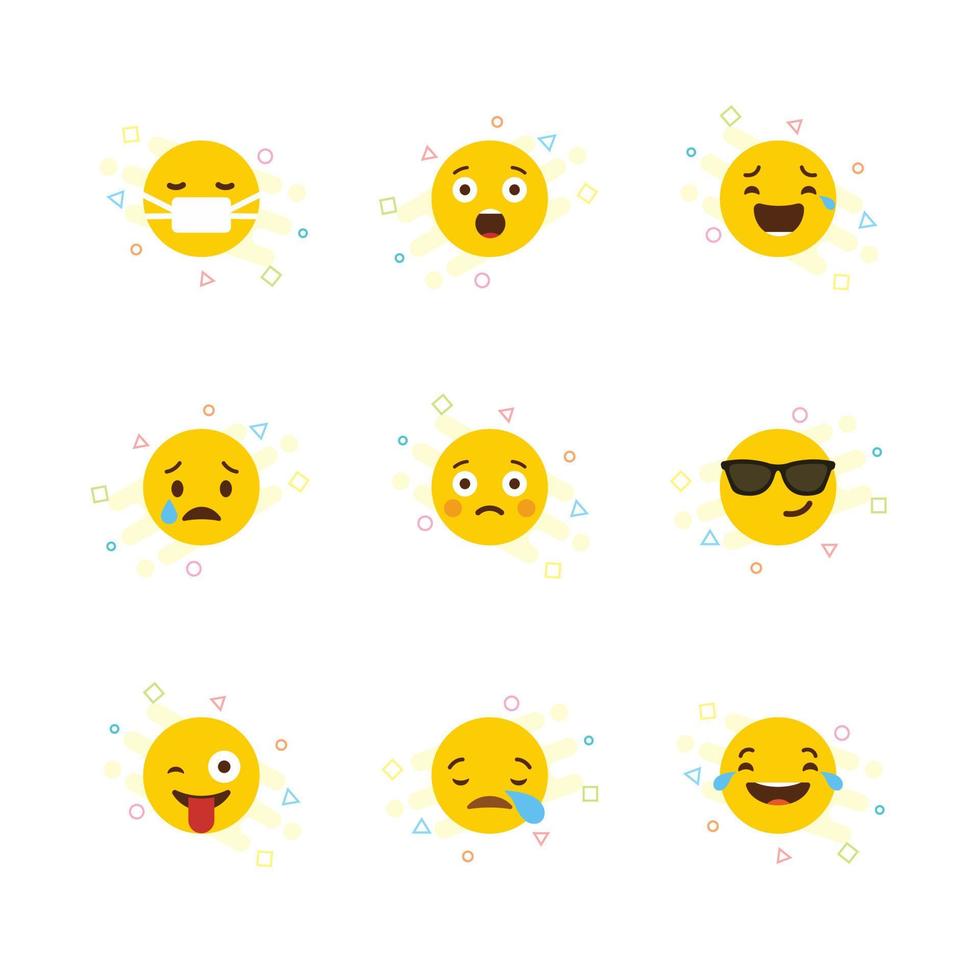 impostato di giallo emoji design vettore