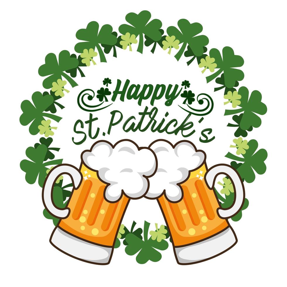 bicchieri di birra per st. patricks celebrazione vettore