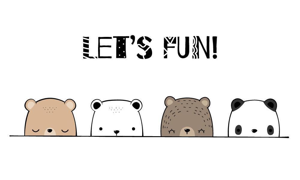 carta da parati doodle simpatico cartone animato famiglia orso vettore