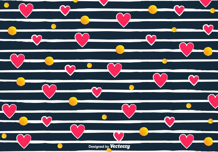 Vector Love Pattern Con cuori e strisce