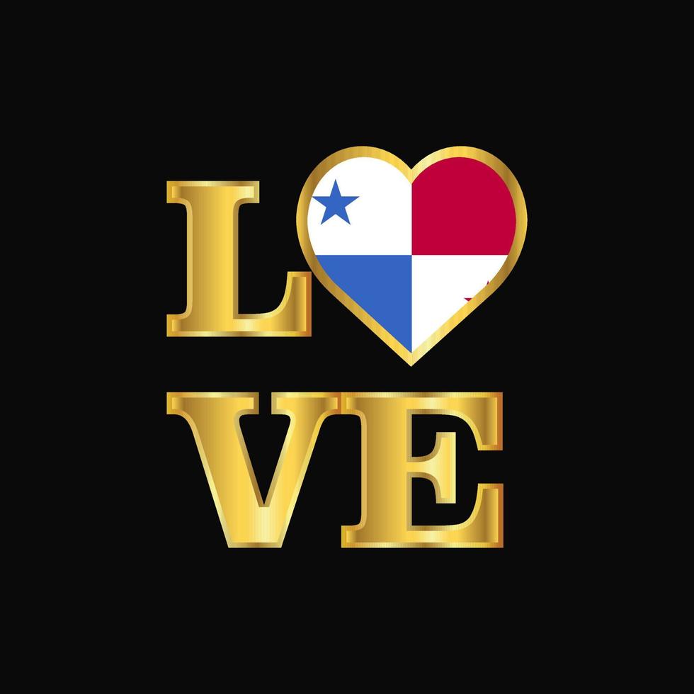 amore tipografia Panama bandiera design vettore oro lettering