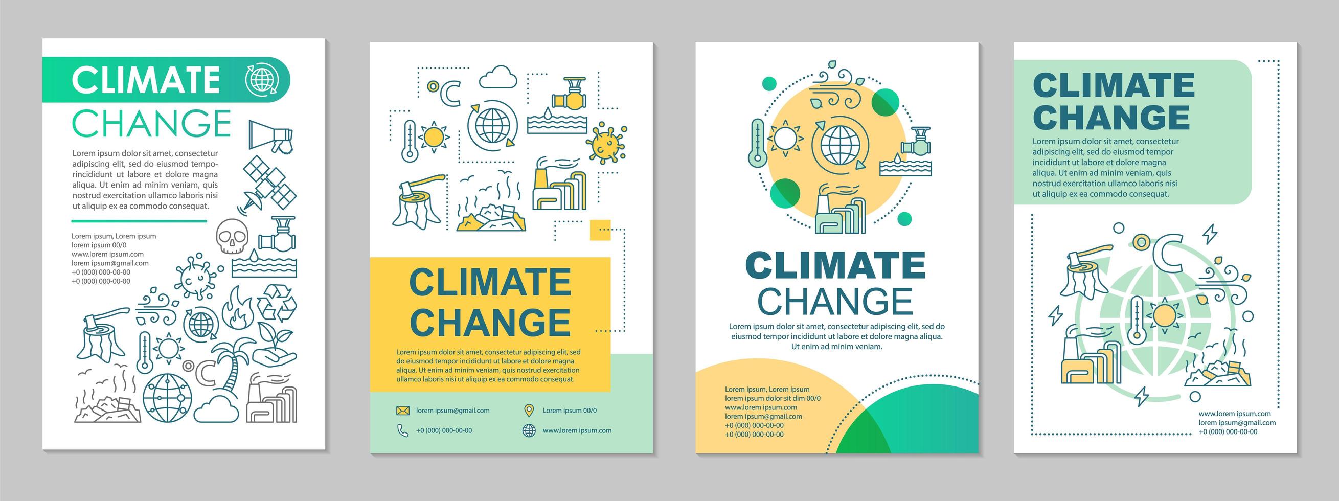 layout del modello di brochure sui cambiamenti climatici vettore