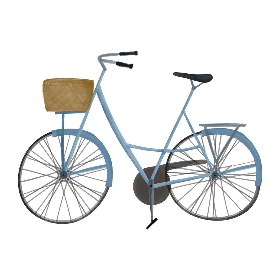 bicicletta stile acquerello con cestino vettore