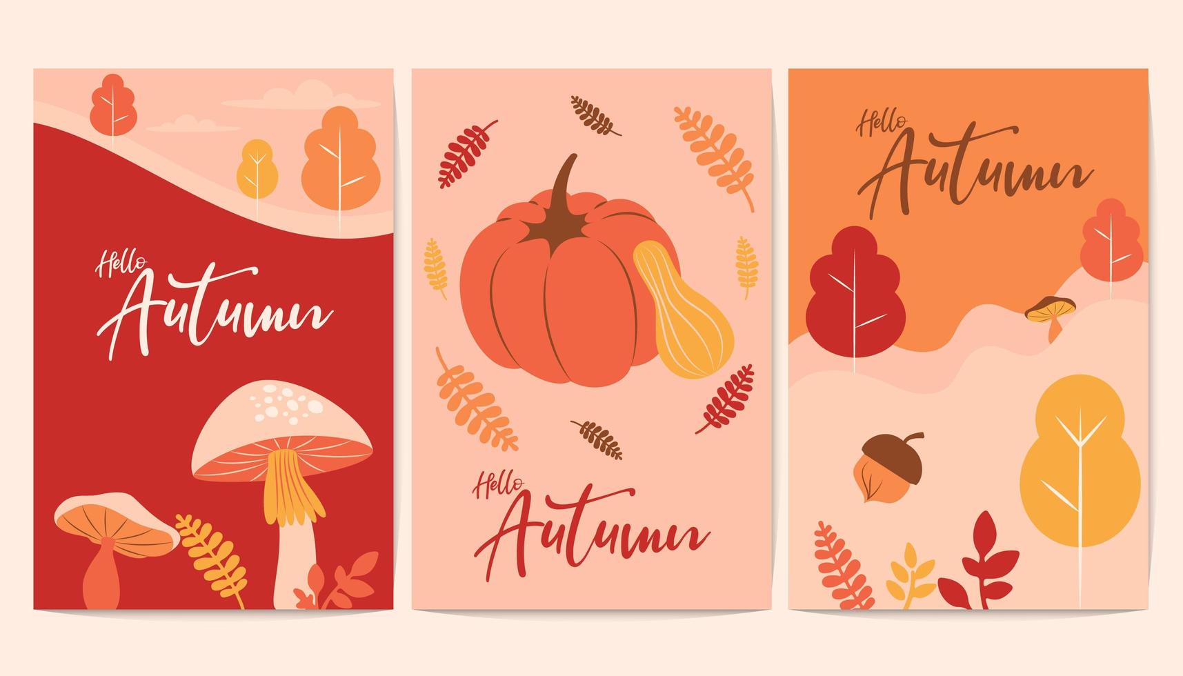 ciao banner autunnali rustici con elementi della natura autunnale vettore