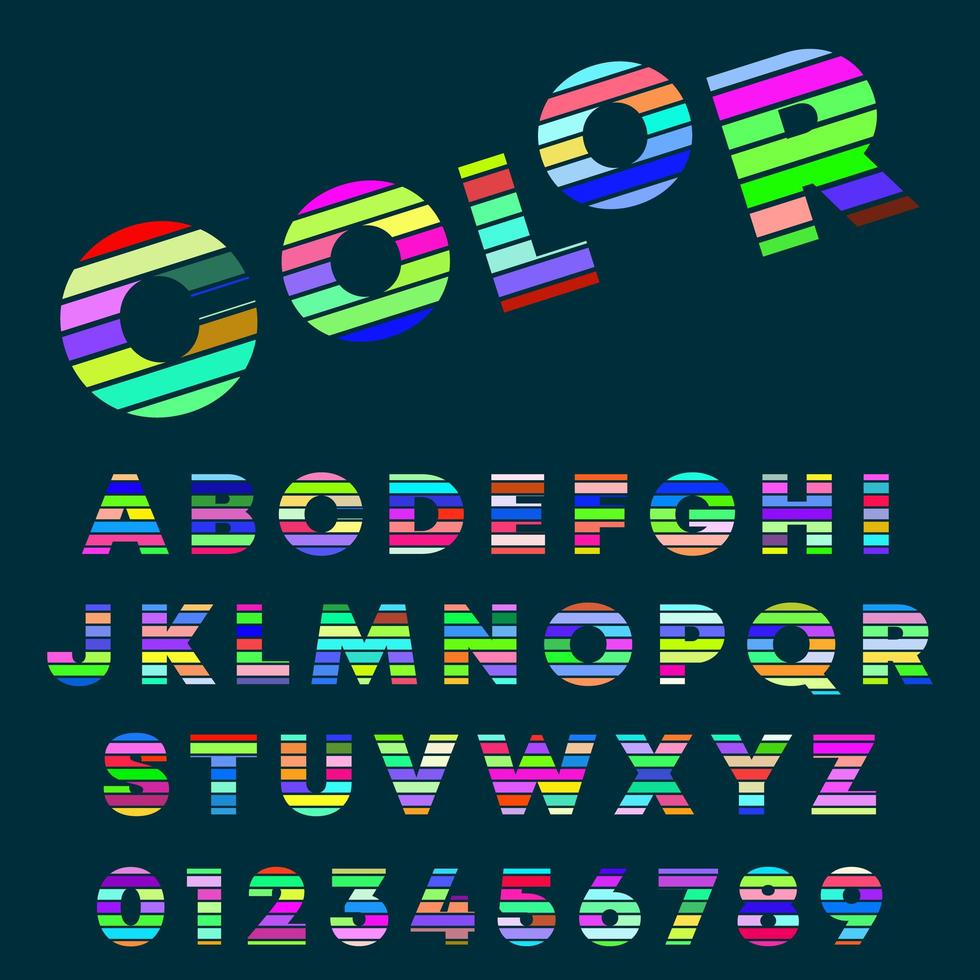 lettere dell'alfabeto e numeri di colore design vettore