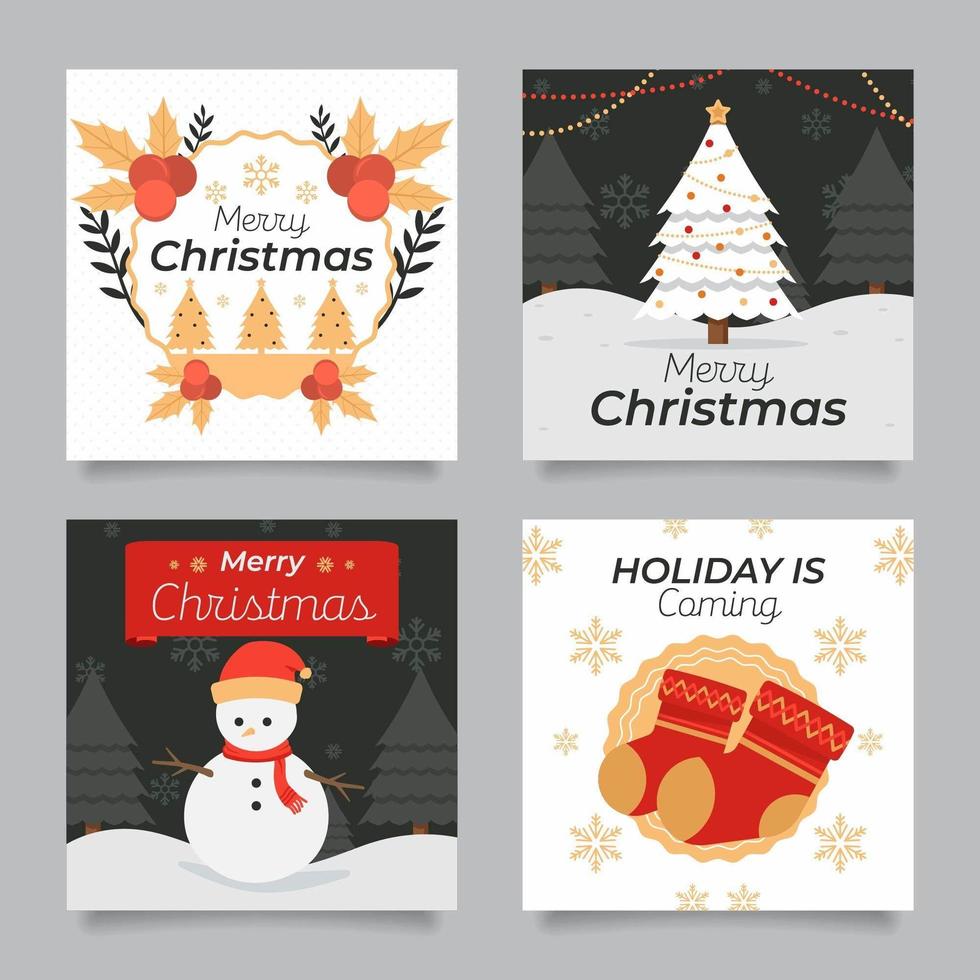 collezione di cartoline di Natale vettore