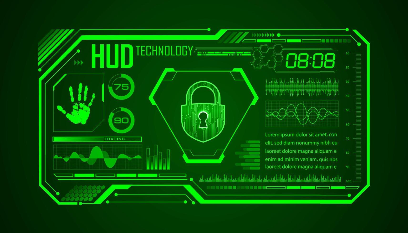 moderno hud tecnologia schermo sfondo con serratura vettore