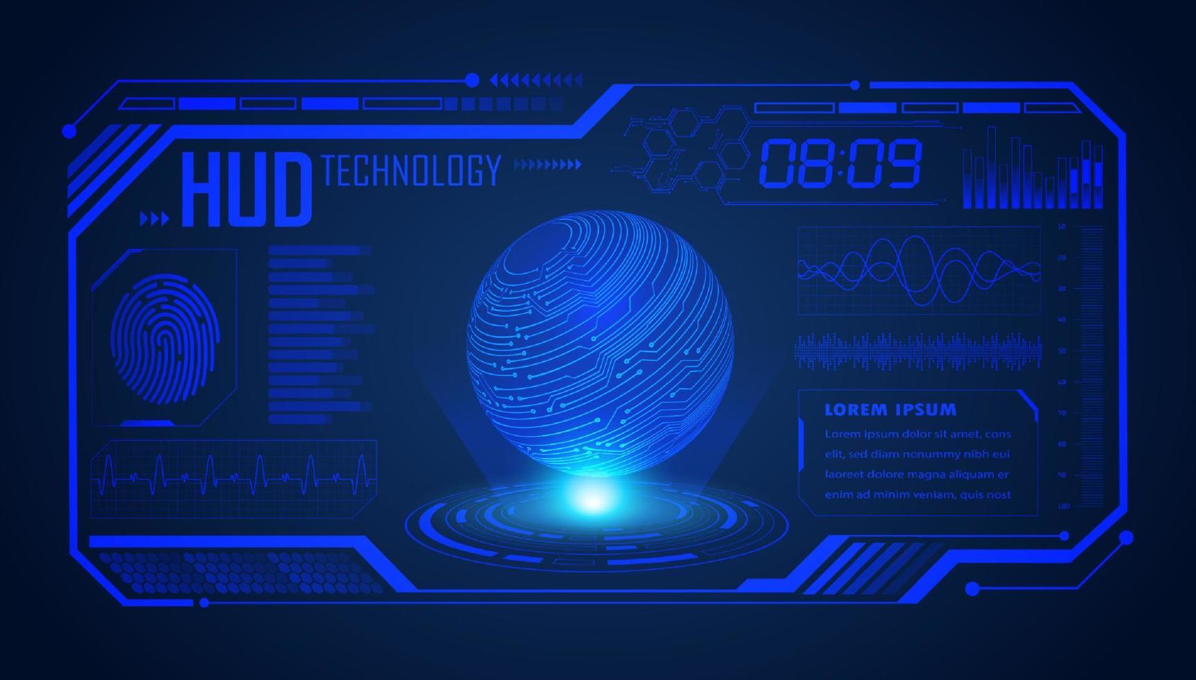 moderno hud tecnologia schermo sfondo con blu globo vettore