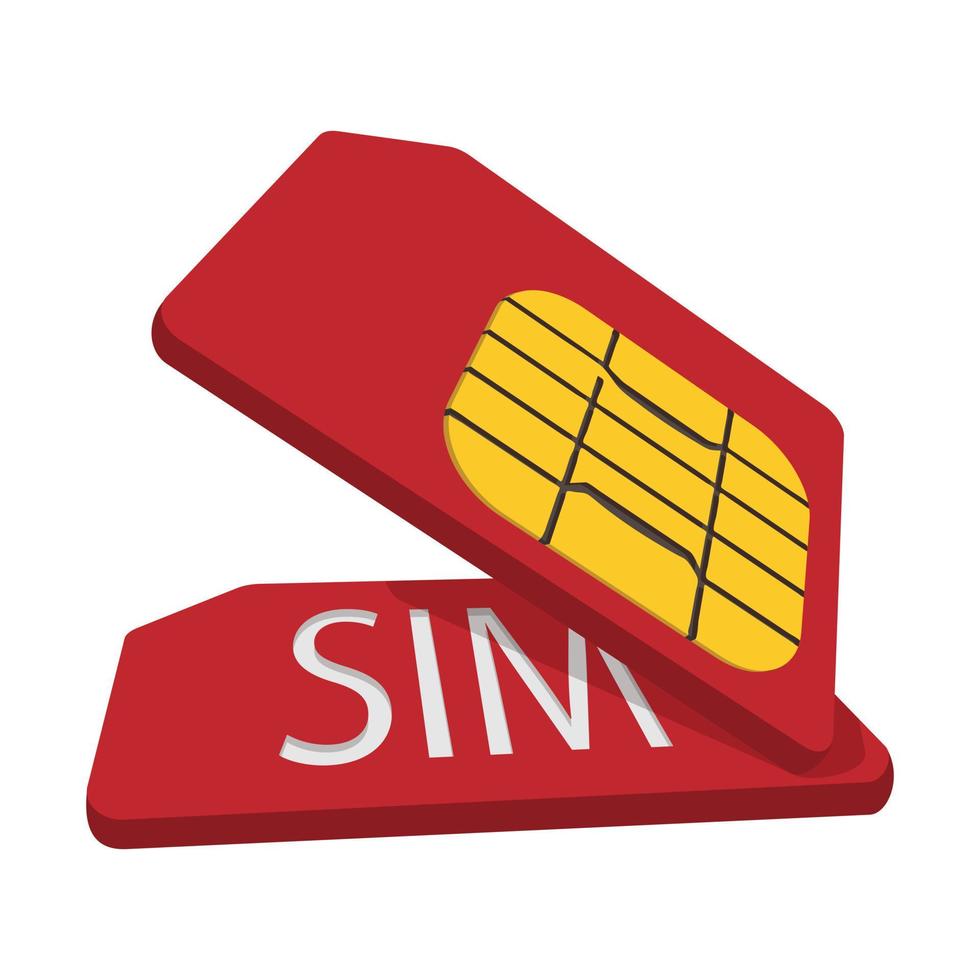 rosso sim carte cartone animato icona vettore