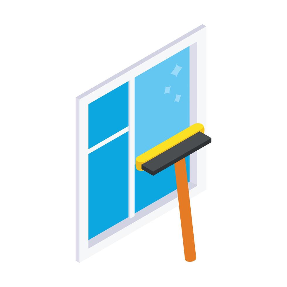 pulizia Mocio finestra isometrico 3d icona vettore