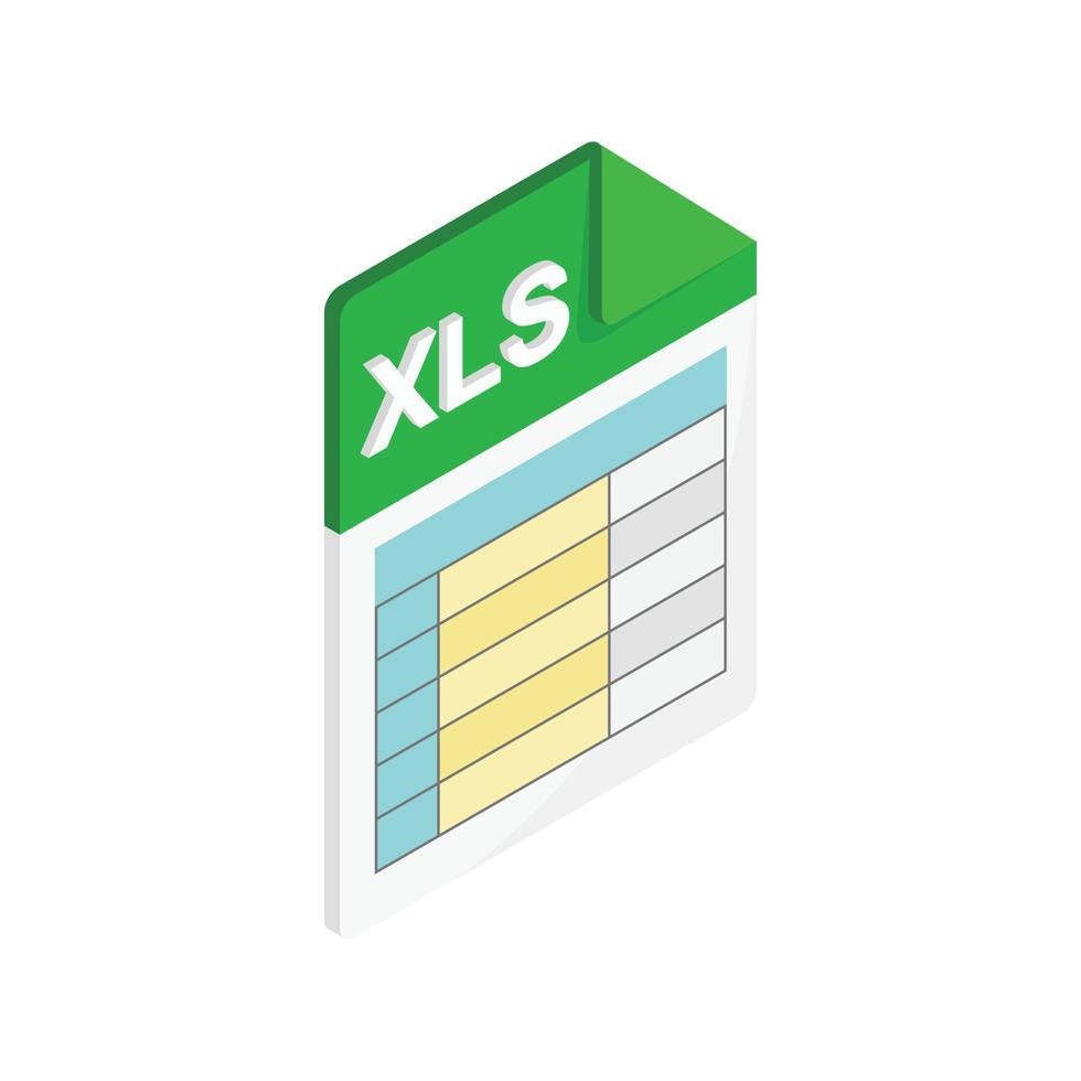 xls icona, isometrico 3d stile vettore