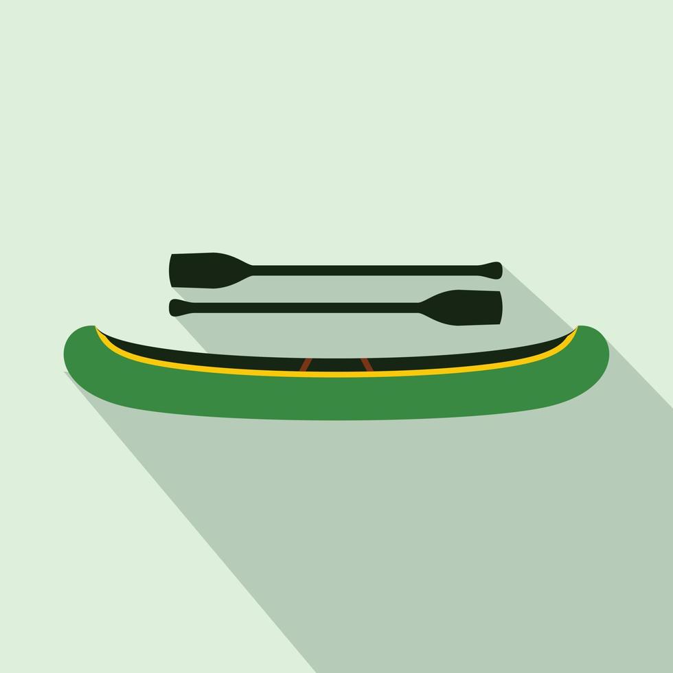 verde kayak con remi icona, piatto stile vettore