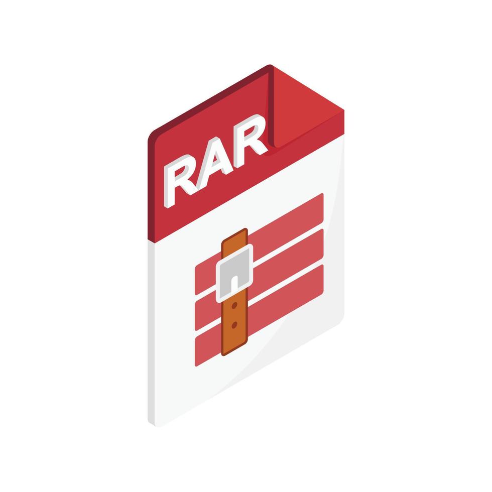 rar file icona, isometrico 3d stile vettore