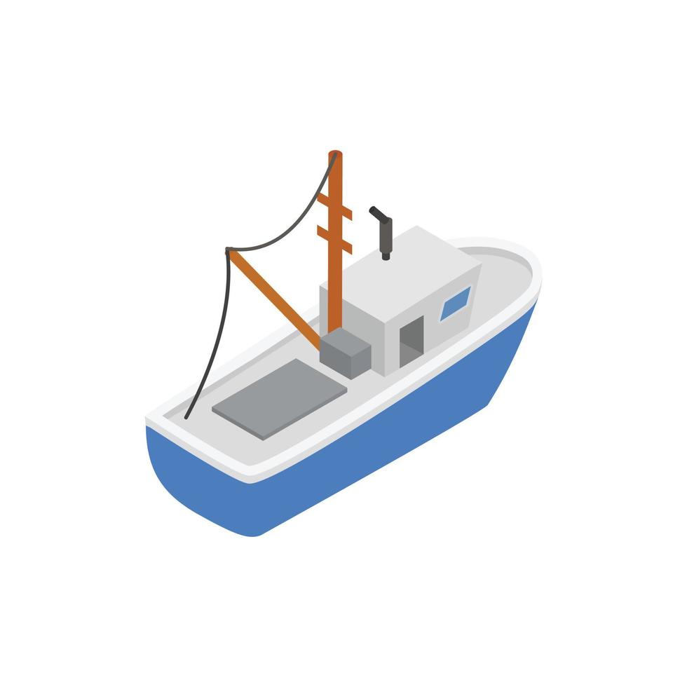 pesca barca isometrico 3d icona vettore