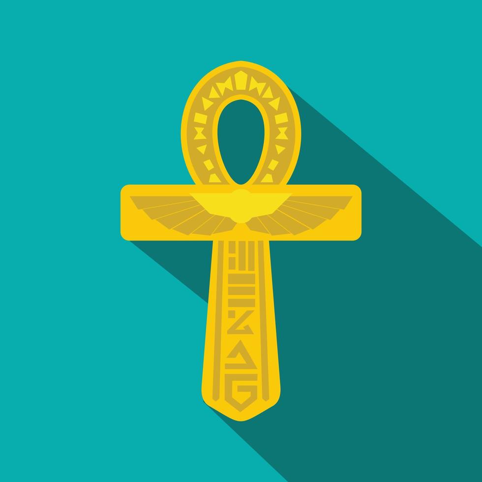 oro ankh Egitto icona, piatto stile vettore