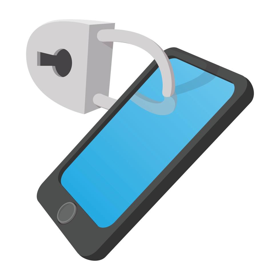 smartphone con serratura cartone animato icona vettore