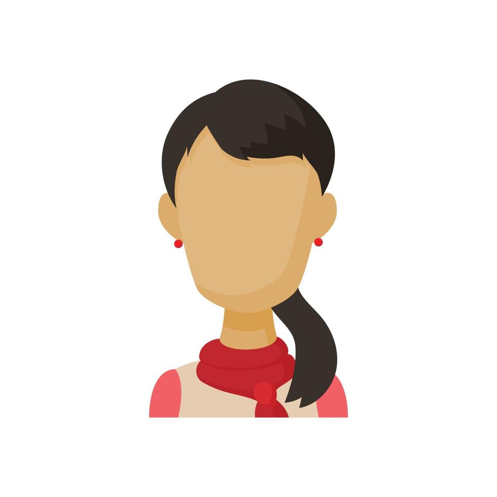 avatar brunetta donna icona, cartone animato stile vettore