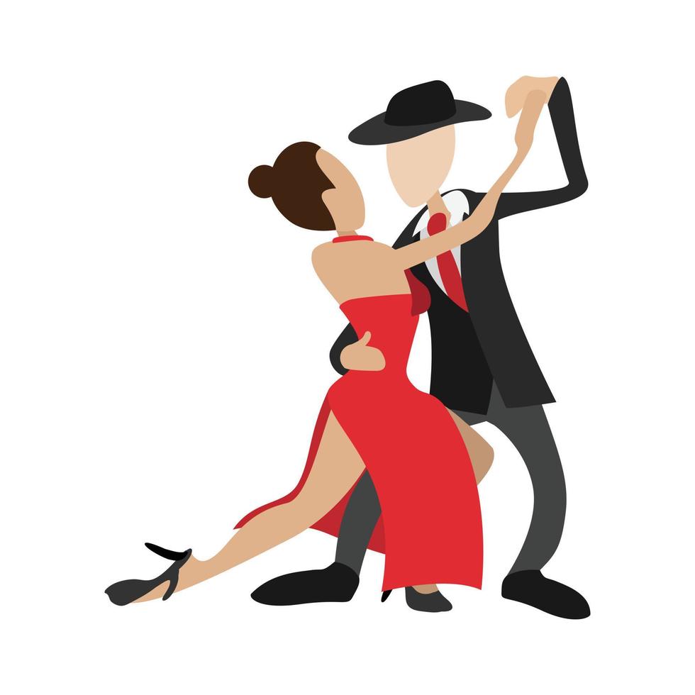 coppia danza tango cartone animato icona vettore