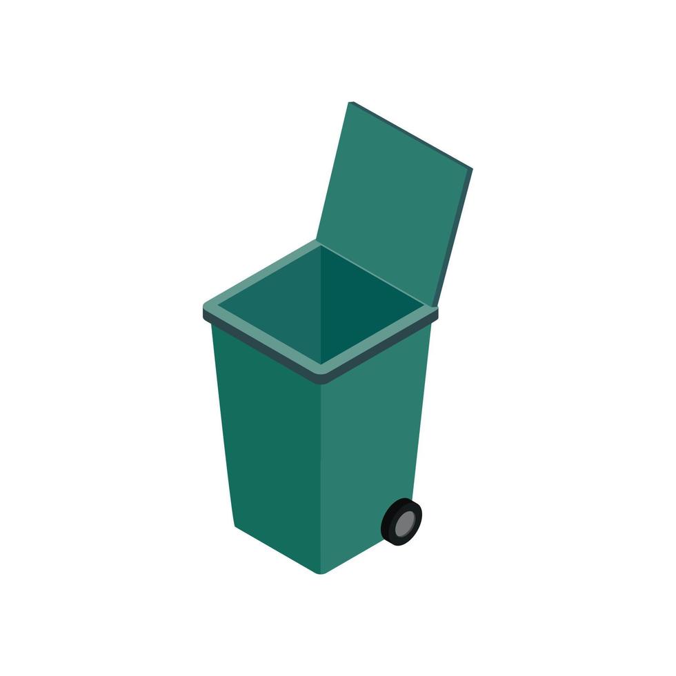 Aperto verde spazzatura contenitore icona vettore