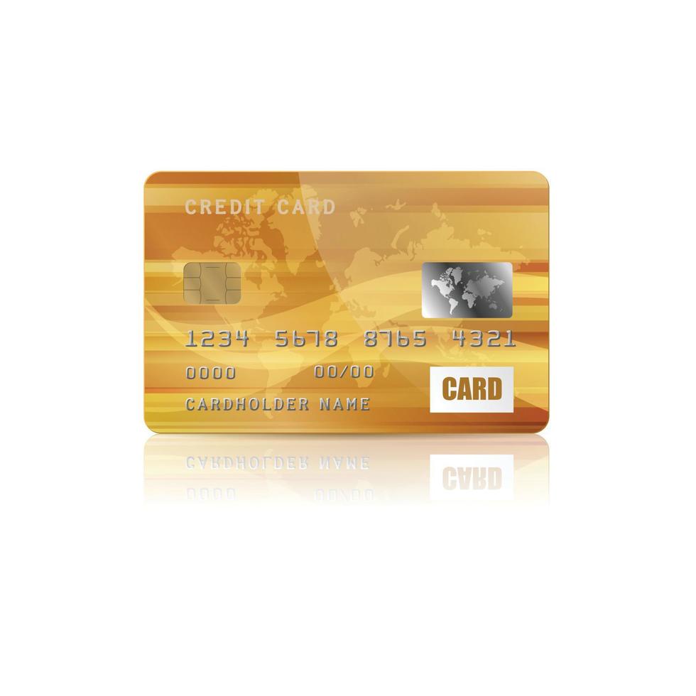 oro credito carta icona nel realistico stile vettore