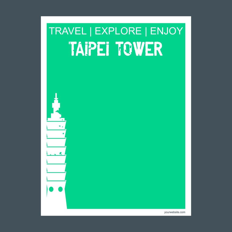 taipei Torre Taiwan monumento punto di riferimento opuscolo piatto stile e tipografia vettore