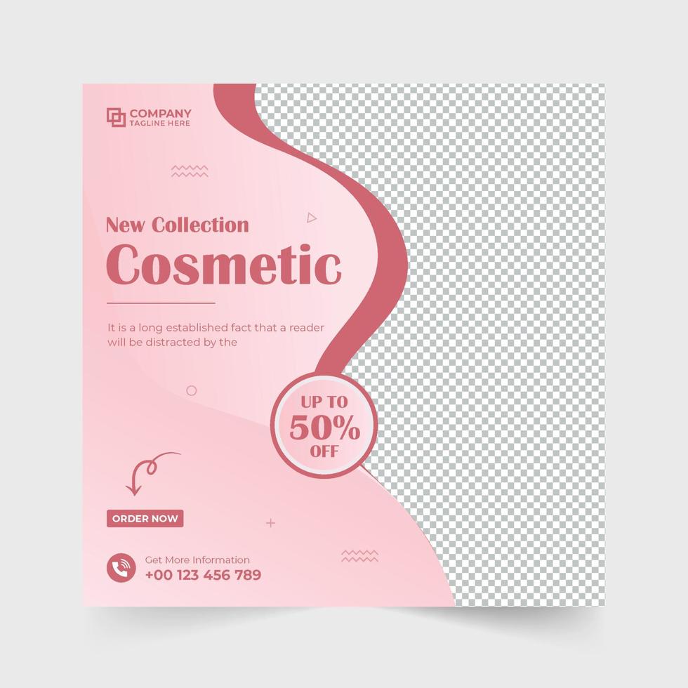 lusso cosmetico vendita modello vettore con foto segnaposto. bellezza Prodotto attività commerciale annuncio pubblicitario modello design con rosa e d'oro colori. cura della pelle Prodotto ragnatela bandiera per digitale marketing.