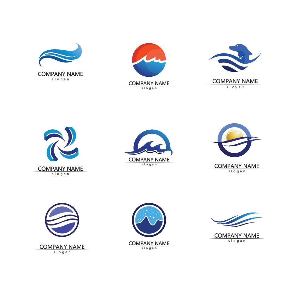 logo di forma rotonda isolato. logotipo di colore blu. immagine dell'acqua che scorre. mare, oceano, superficie del fiume. vettore