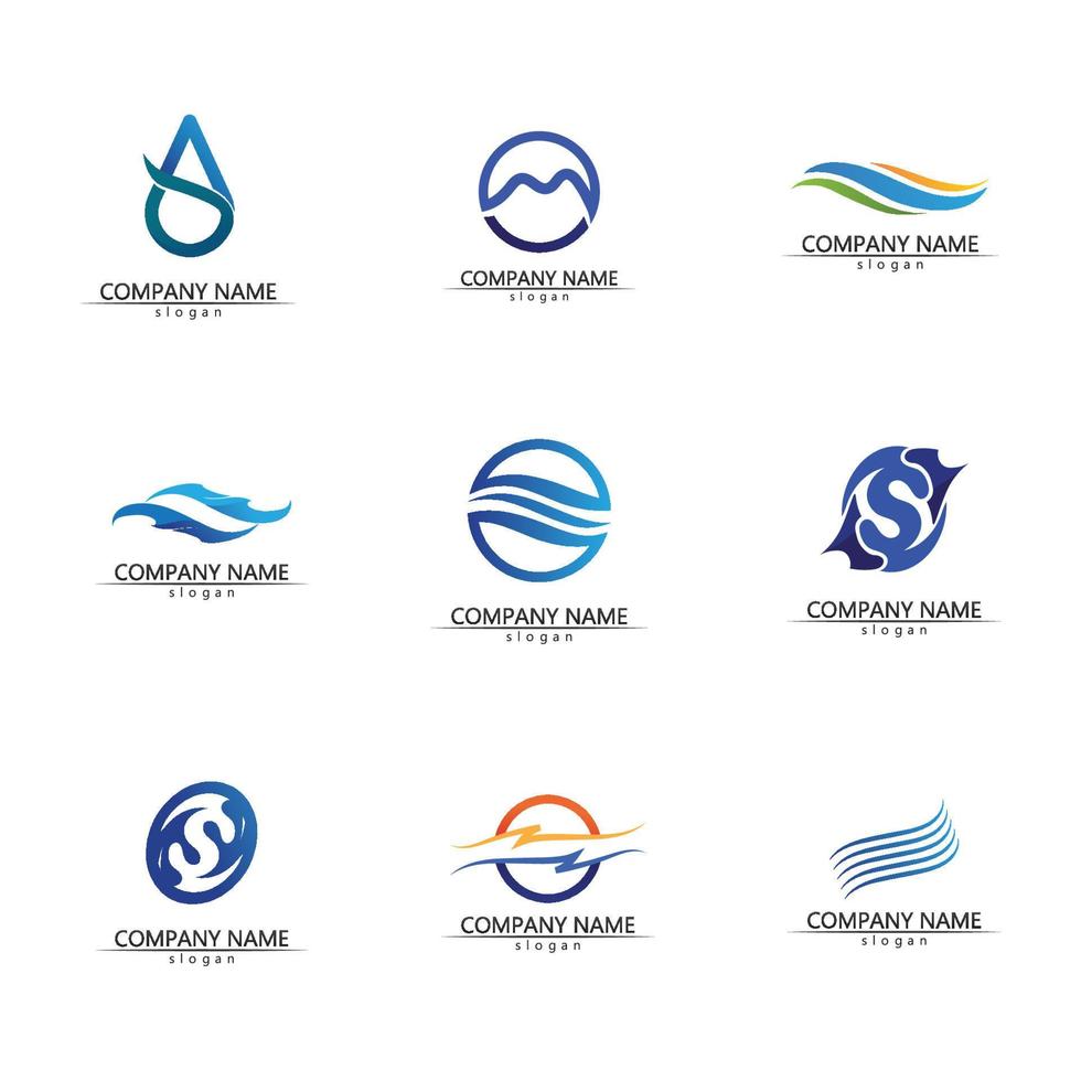 logo di forma rotonda isolato. logotipo di colore blu. immagine dell'acqua che scorre. mare, oceano, superficie del fiume. vettore