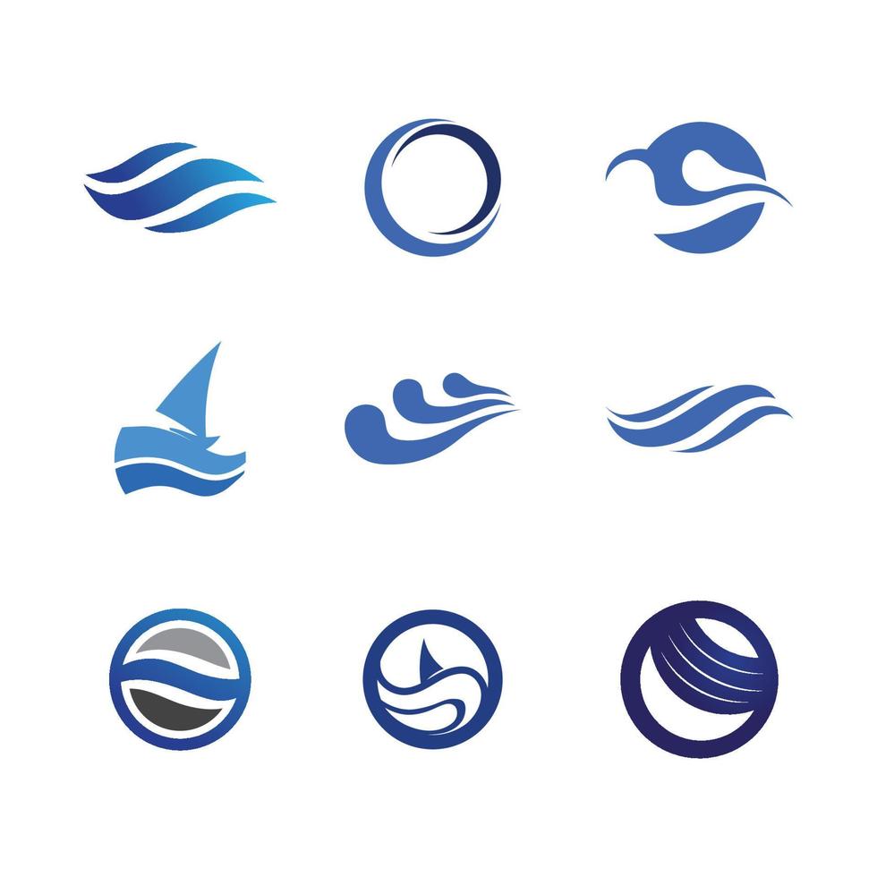 logo di forma rotonda isolato. logotipo di colore blu. immagine dell'acqua che scorre. mare, oceano, superficie del fiume. vettore