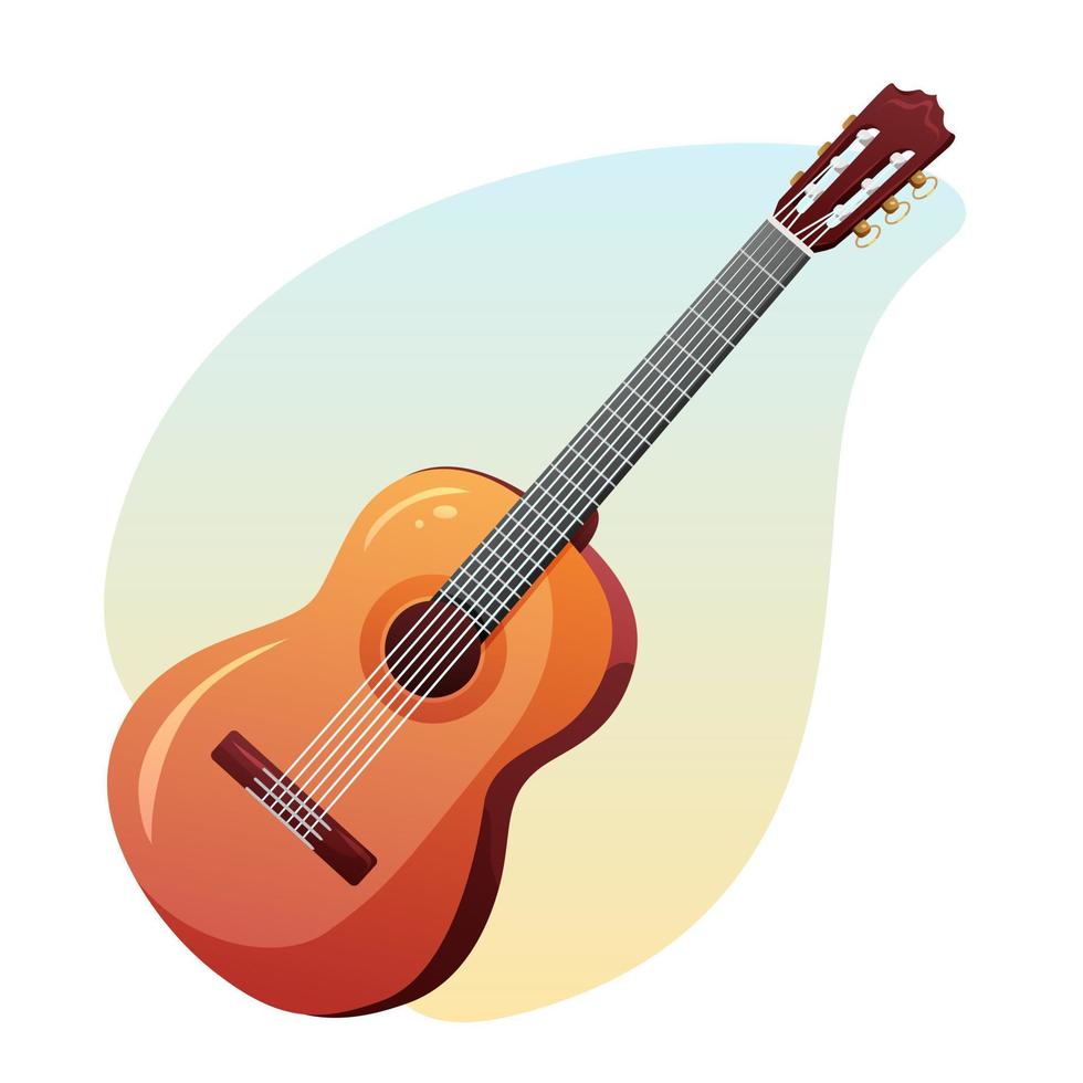 vettore illustrazione di un acustico chitarra. musicale strumento. isolato oggetto nel cartone animato stile.