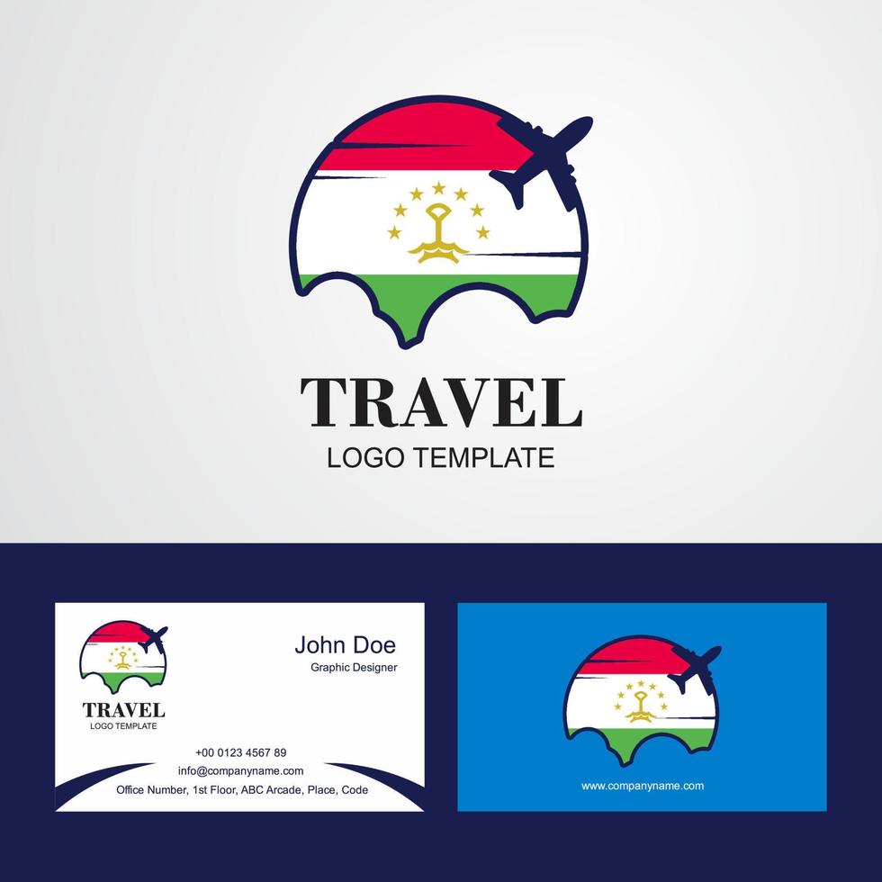 viaggio tagikistan bandiera logo e visitare carta design vettore