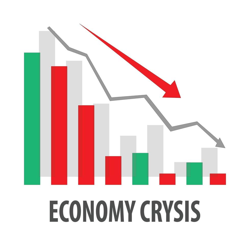 grafico icona di globale economico crisi, recessione e inflazione vettore