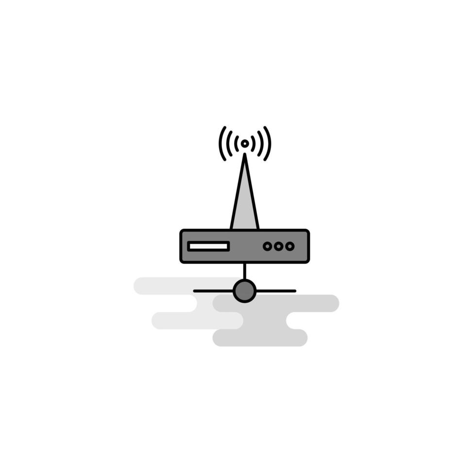 Wi-Fi router ragnatela icona piatto linea pieno grigio icona vettore