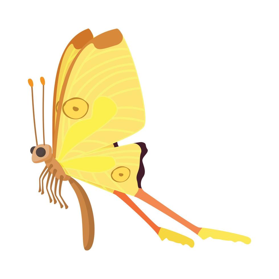 giallo farfalla icona, cartone animato stile vettore
