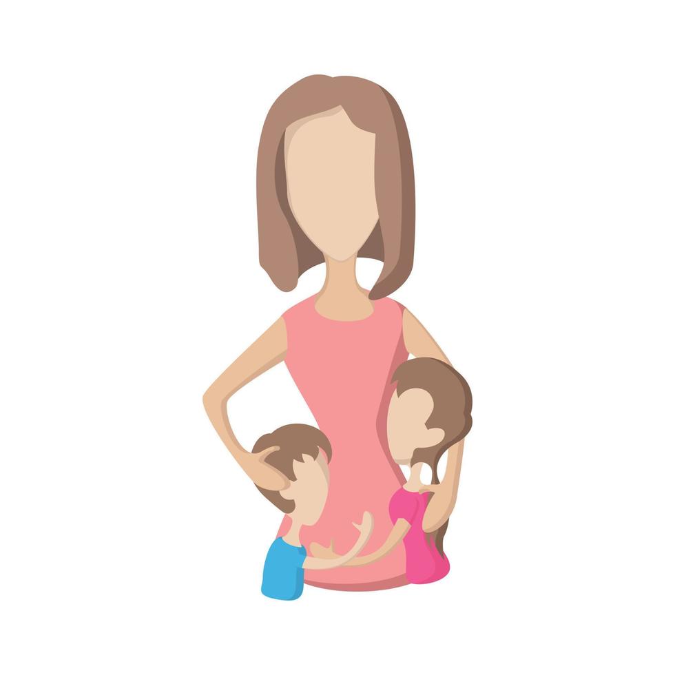 madre e sua bambini cartone animato icona vettore