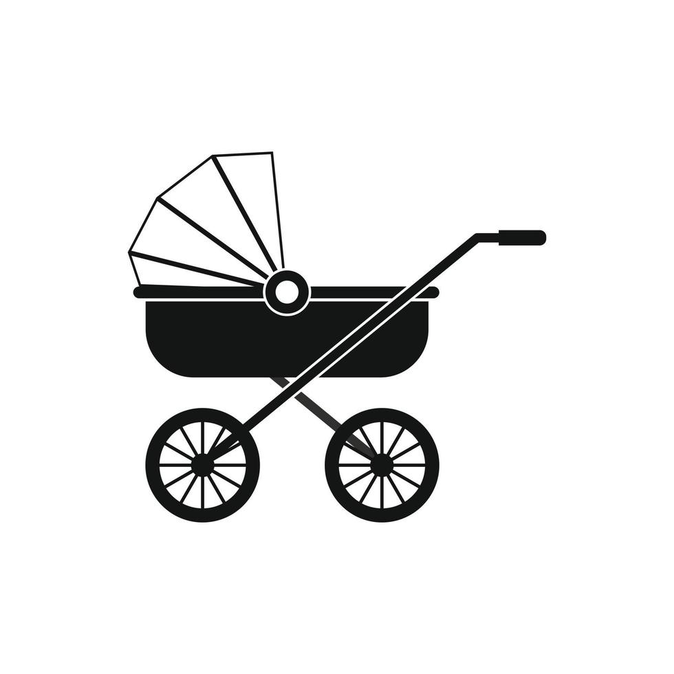bambino carrozza nero semplice icona vettore