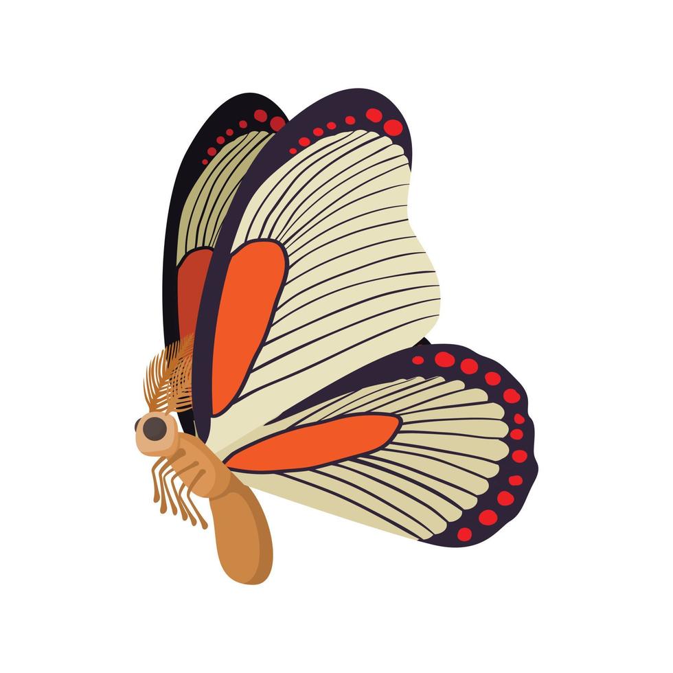 leggero arancia farfalla icona, cartone animato stile vettore