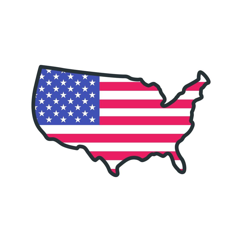 Profilo degli Stati Uniti con l'icona del modello di bandiera vettore