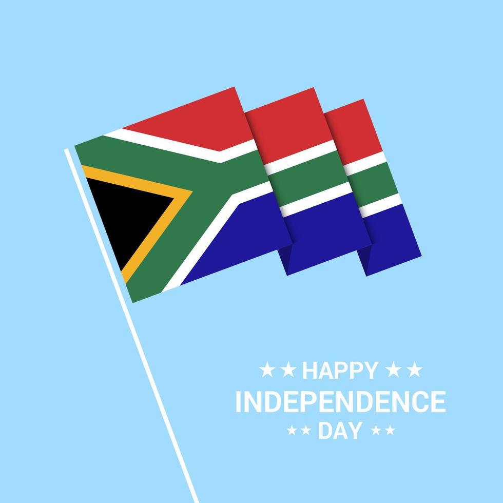 Sud Africa indipendenza giorno tipografico design con bandiera vettore