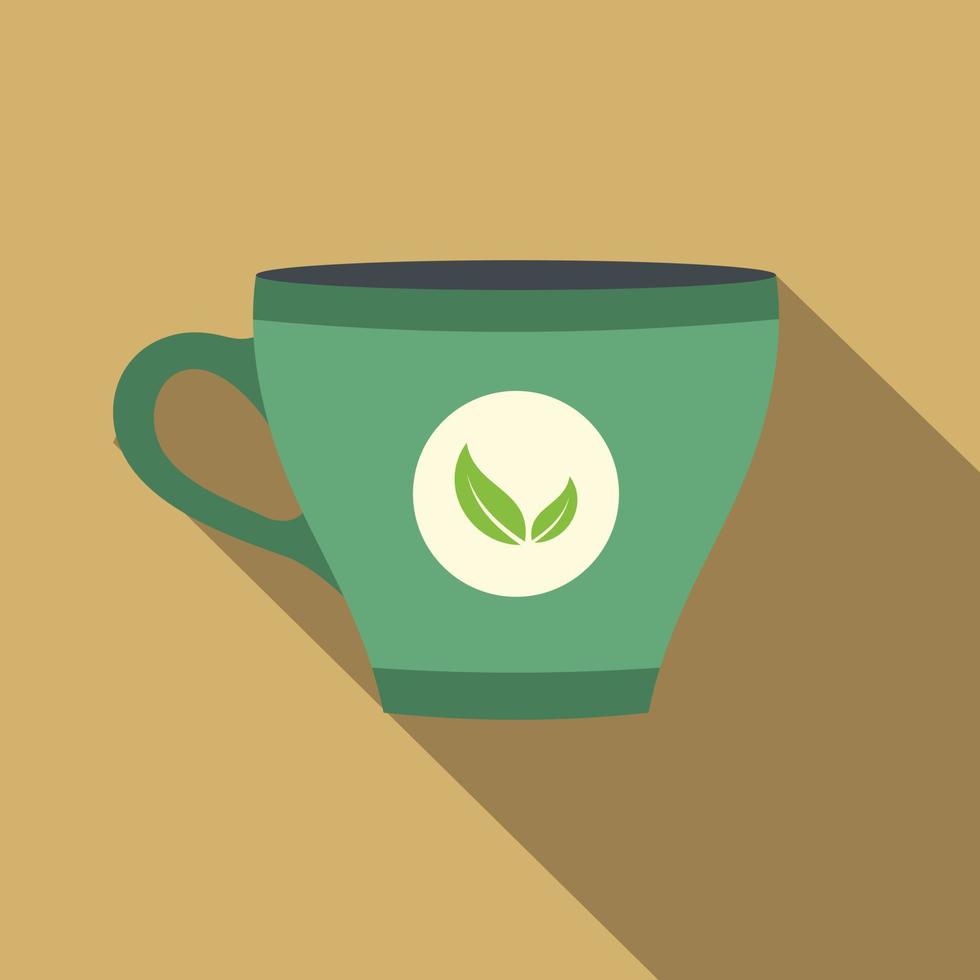 verde tè tazza piatto icona vettore