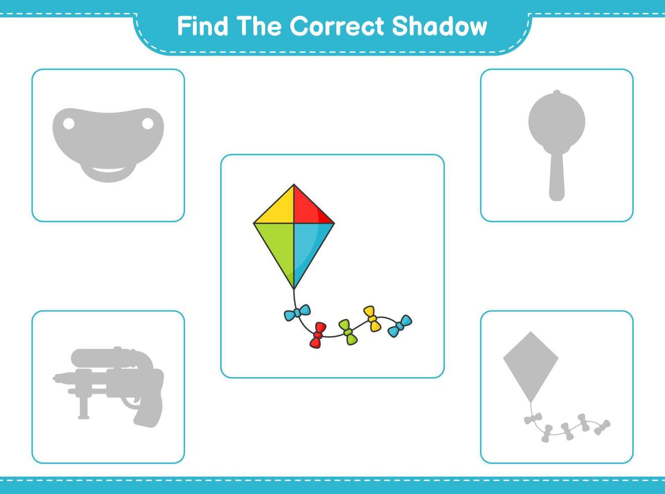 trova il corretta ombra. trova e incontro il corretta ombra di aquilone. educativo bambini gioco, stampabile foglio di lavoro, vettore illustrazione