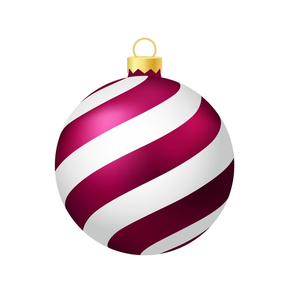 rosa Natale albero giocattolo o palla volumetrica e realistico colore illustrazione vettore