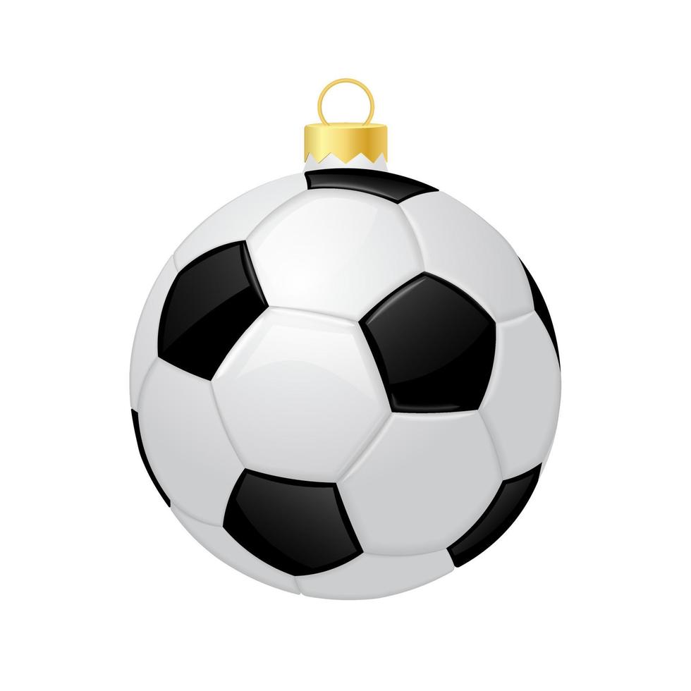 Natale calcio palla o giocattolo icona per Natale albero vettore