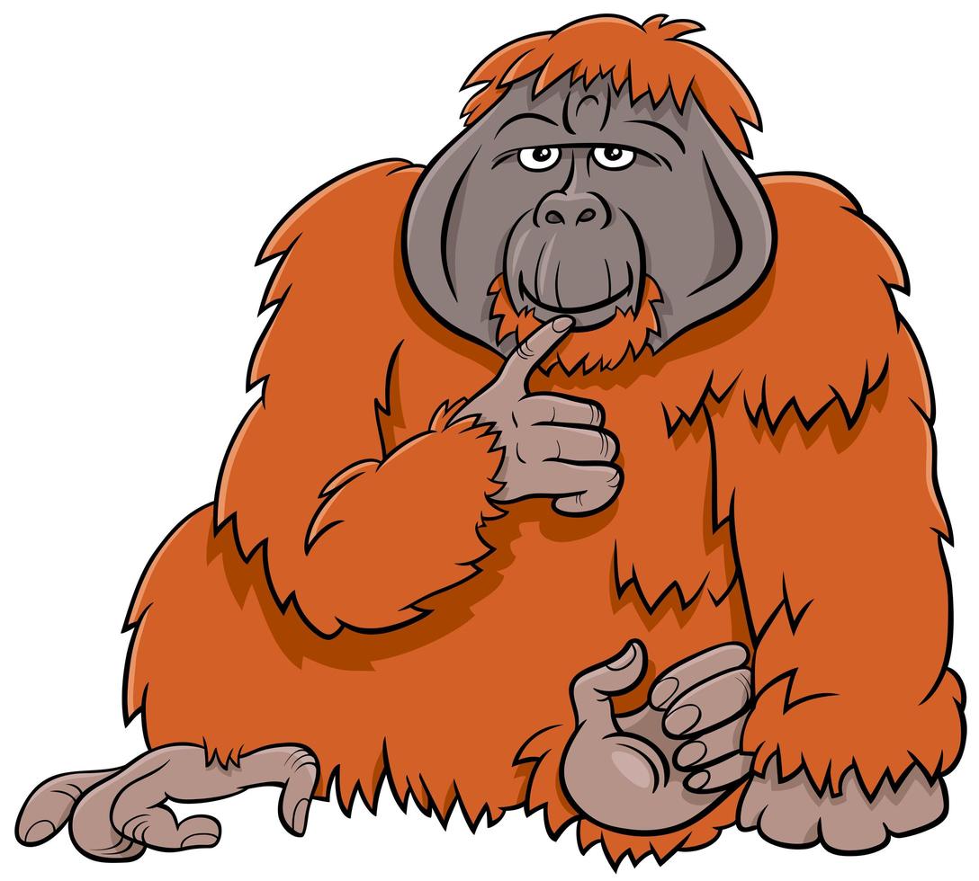 illustrazione di cartone animato animale selvatico scimmia orangutan vettore