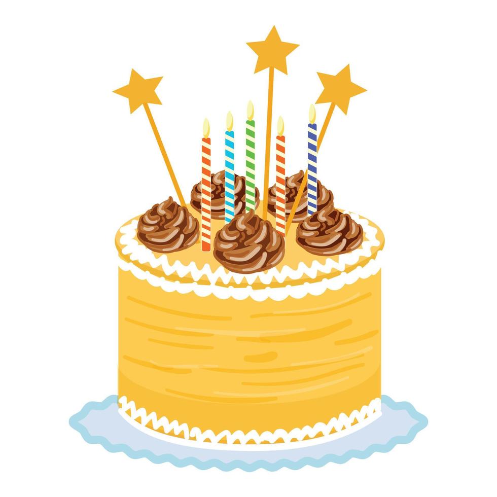 stella compleanno torta icona cartone animato vettore. contento candela vettore
