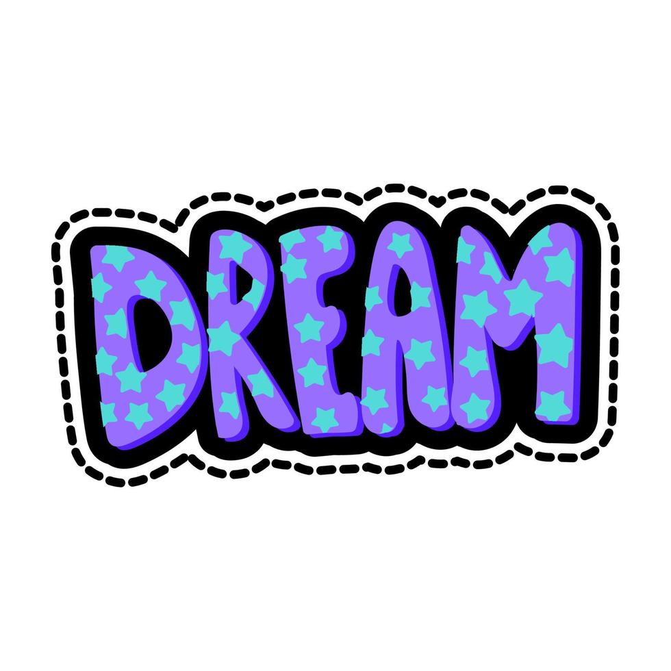 sognare lettering cucito telaio illustrazione vettore