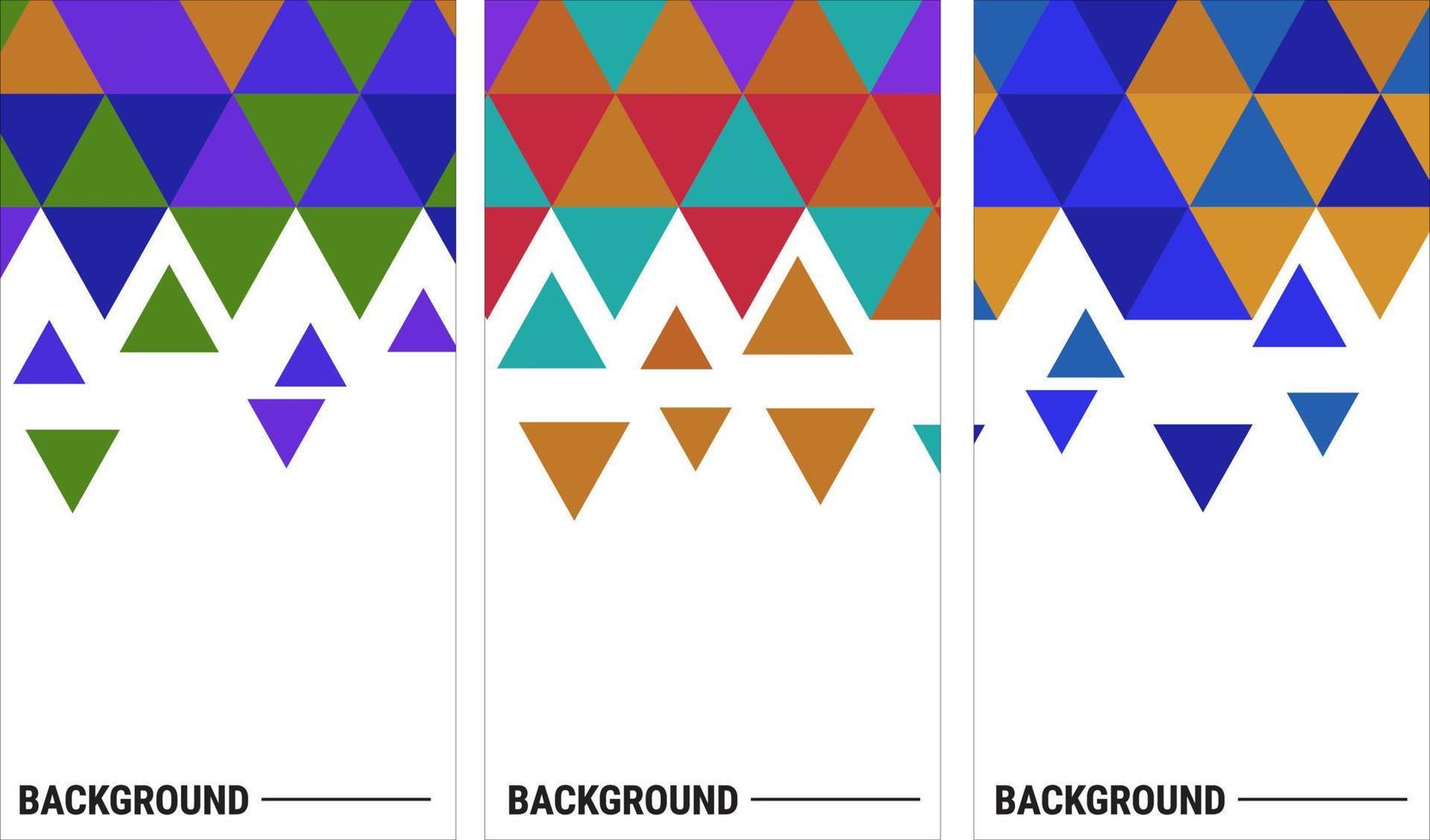 impostato di modelli con colorato triangolo modello a ogni angolo posizione con bianca spazio. moderno geometrico sfondo per attività commerciale o aziendale presentazioni. eps10 vettore illustrazione