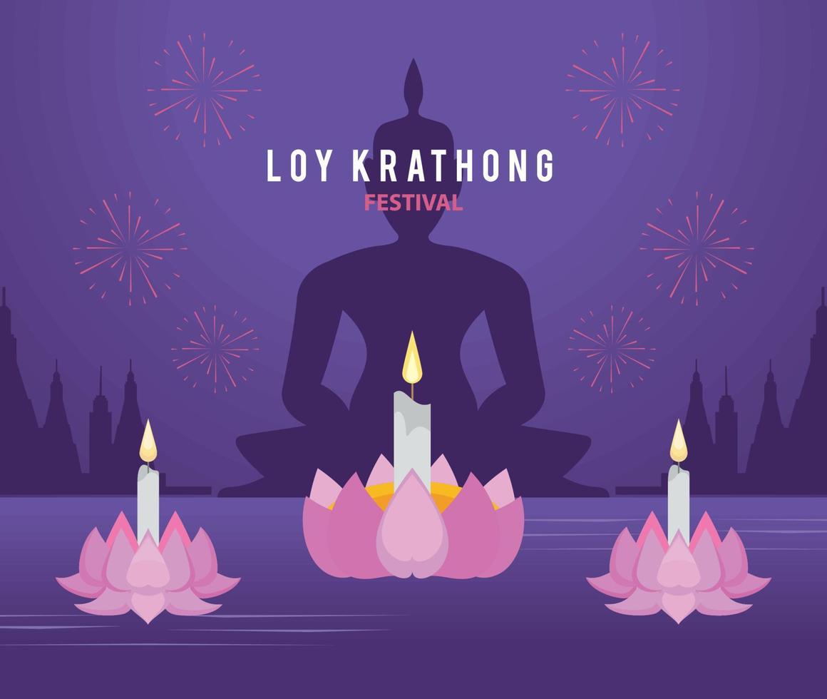 loy Krathong Festival lettering carta vettore
