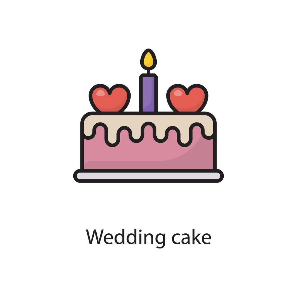 nozze torta vettore pieno schema icona design illustrazione. amore simbolo su bianca sfondo eps 10 file