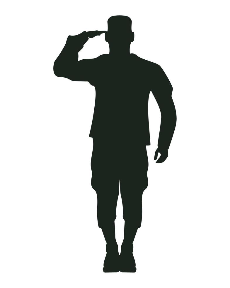 soldato in piedi silhouette vettore